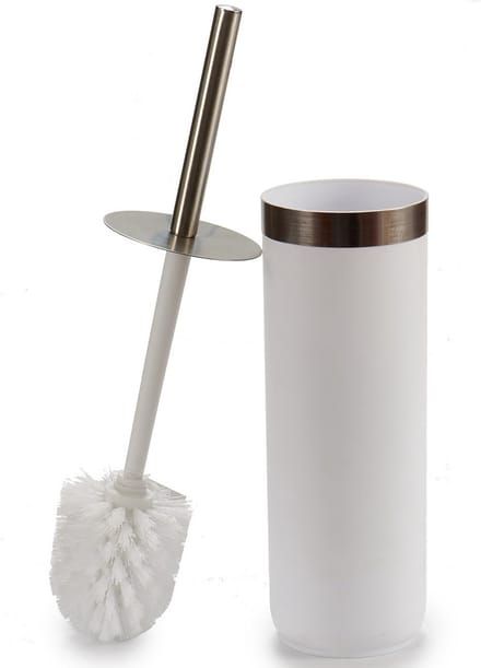 Toiletborstel wit kunststof met RVS handvat 38,5 cm - Wc-borstels