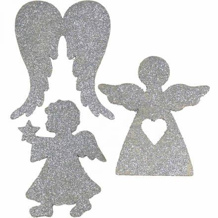 Strooidecoratie Kerstengel decoratie zilver glitter H8cm 24 st, 24 Stü