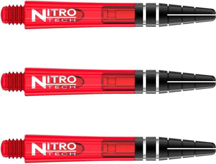 RED DRAGON - Nitrotech Rood Korte Dartschachten - 3 sets per pakket (9 stengels in totaal)