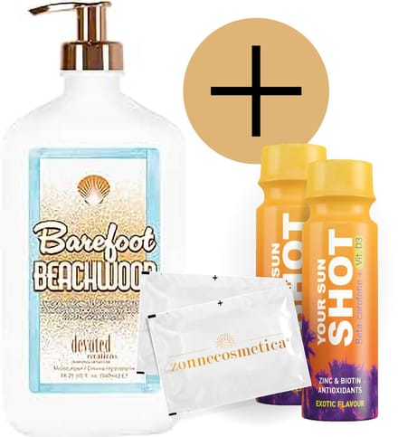 Devoted Creations - Barefood Beachwood + 2 Your Sun Shots + 2 Verfrissingsdoekjes