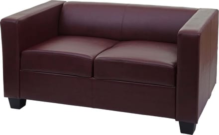 2-zits bank loungebank Lille ~ kunstleder, roodbruin