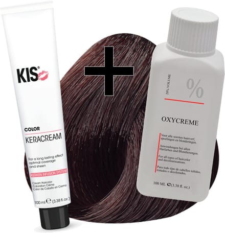 KIS haarverfset - 4RM Donker rood mahonie  - haarverf & waterstofperoxide
