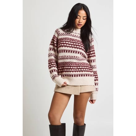 boohoo Dames Oversized gebreide trui met grove, getextureerde steekdetails | Burgundy | Maat: Medium