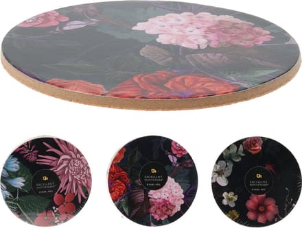 Onderzetterset bloemen 4-delig kurk