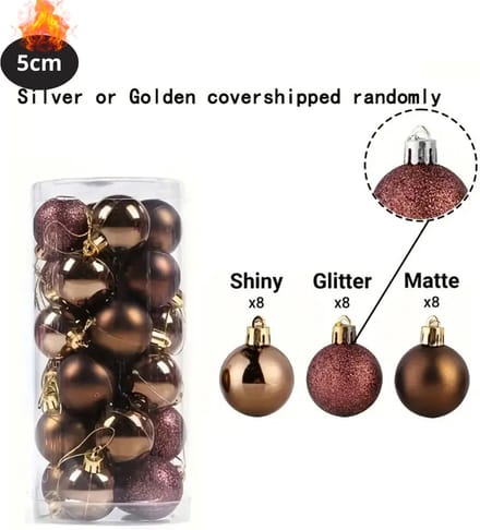 Nivard Kerstballen - Kerstversiering - Plastic - Koffie - 5 cm - 24 stuks