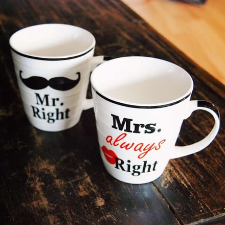 Mr. & Mrs. Right bekers - Beker - 2 Stuks