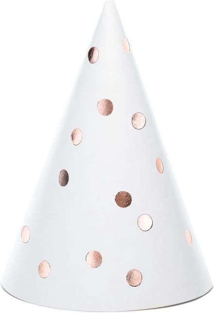 Partyhoedjes Wit Met Stippen Roségoud (6st)