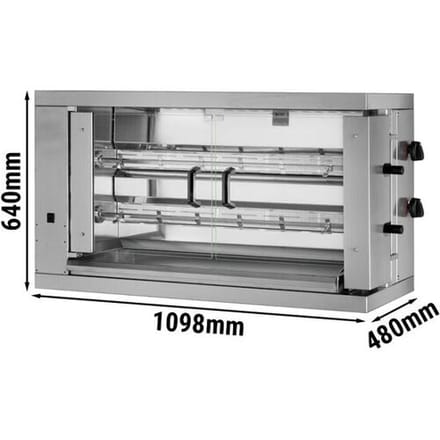 GGM Gastro Gas kippengrill - 11kW - 2 spitten voor 12 kippen zilver