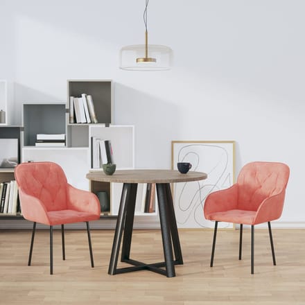 vidaXL - Eetkamerstoelen - 2 - st - fluweel - roze