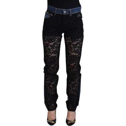 Lace Panel Denim Jeans Modelpan74208