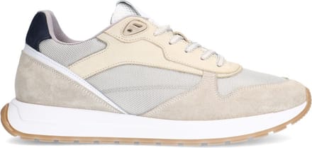 Manfield - Heren - Beige leren sneakers - Maat 40