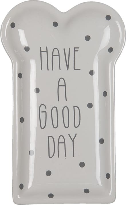 Clayre & Eef Ontbijtbord 10x17 cm Wit Keramiek