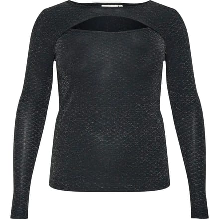 Kaffe Curve KCellia LS Dames Blouse -Black Glitter Jersey