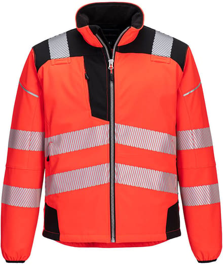 Portwest PW3 Hi-Vis Softshell Jack T402 - Rood/Zwart - M