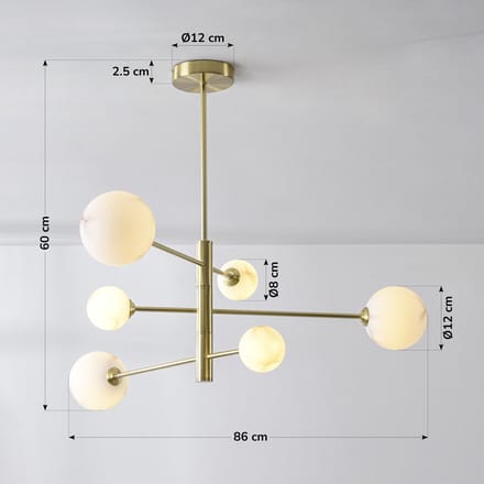 LumenXL - Plafondlamp Sest - Goud - Marmerlook - Glas - 6-lichts - G9
