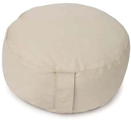 Meditatiekussen rond beige biokatoen (OCS) – 33 cm x 17 cm
