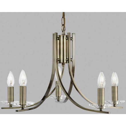 Searchlight 5 lichtbronnen Hanglamp Ascona in antieke look