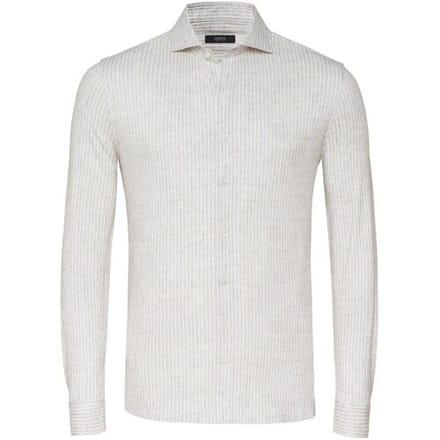 Desoto Luxury Overhemd Linnen Look Stripe Sandy / male