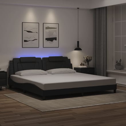 vidaXL - Bedframe - "Viana" - met - LED - zonder - matras - zwart - 200x200 - cm