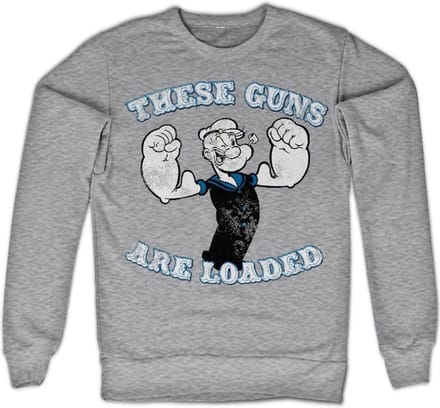 Popeye These Guns Are Loaded-sweatshirt, grijs gemêleerd
