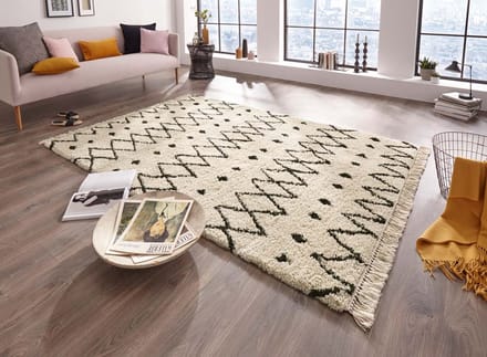 Hoogpolig vloerkleed Calla - crème/bruin 120x170
