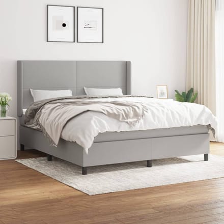 vidaXL - Boxspring - met - matras - stof - lichtgrijs - 180x200 - cm
