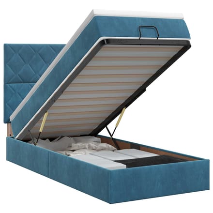 vidaXL - Ottoman - bed - met - matras - Donkerblauw - 90 - x - 190 - cm - Fluweel