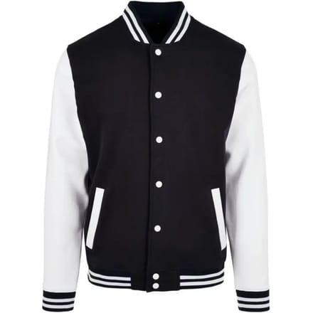 Build your Brand Basic College Jacket BYBB004 - Black/White - S