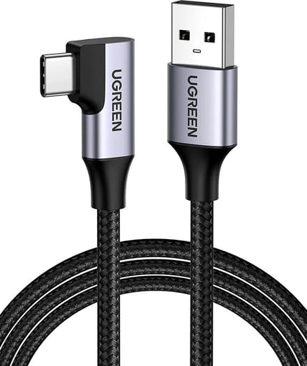 Ugreen - US385 - USB-A / USB-C 90º 5Gb/s 3A 1m haakse kabel - zwart