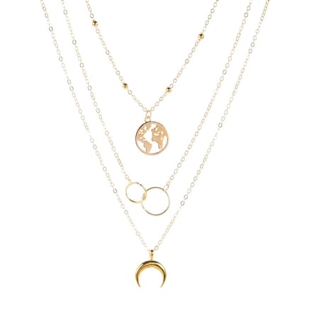 Jomide Ketting Retro Maan - Goudkleurig - 3 delig