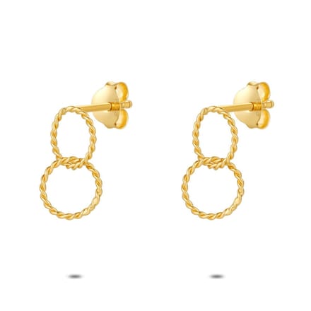 Twice As Nice Oorbellen in 18kt verguld zilver, 2 cirkeltjes