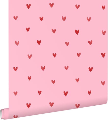 ESTAhome behang hartjes roze en rood - 50 x 900 cm - 131628