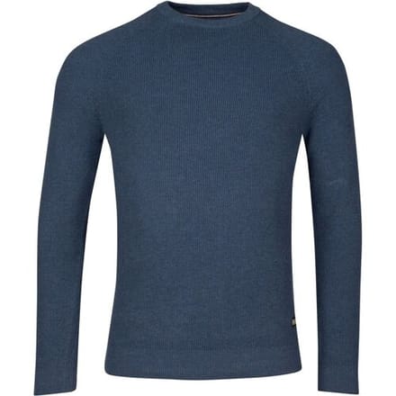 Baileys Trui Crew Neck Allover Rib Knit Deep Denim Blue / male