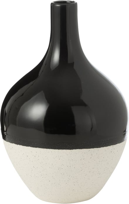 J-Line vaas Iva - porselein - zwart/wit - large - Ø 21 cm