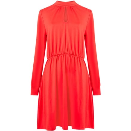 French Connection High Neck Keyhole Ponte Dress Red Maat: 10 | Midi Jurken Outlet | Dames | Rood