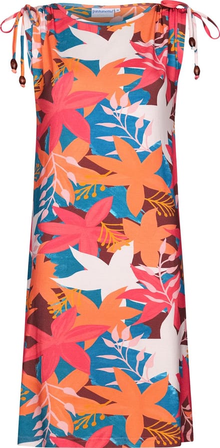 Pastunette Dames Jurk Rugged Flower - Roze / Oranje - Ecovero Viscose - Maat 40