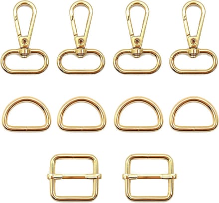 10 Stuks Snap Hooks met D-Ringen en Tri Glide Sliders voor Handgemaakte Schoudertassen en Accessoires