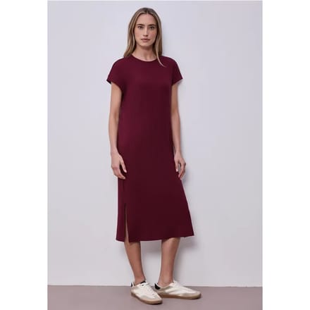 Midi-jurk van geribbelde jersey