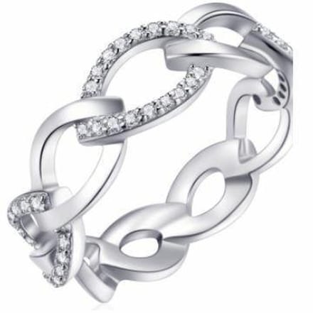 Schitterende Zilveren Ring Schakels met Zirkonia's 18.50 mm. (maat 58) model 164