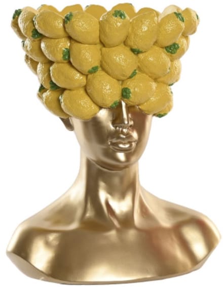Gouden dame citroen bloempot - Item Int.