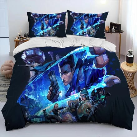 Parure de lit 3D Valorant Gamer avec housse de couette et taie d'oreiller pour garçon 70x133cm 2pcs
