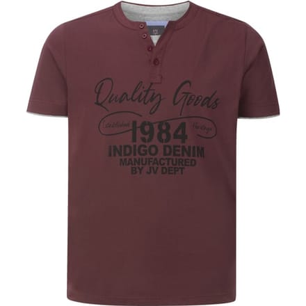Jan Vanderstorm herren T-Shirt - 60/62 - donkerrood - Plus Size