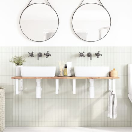 vidaXL - Badkamer - wandschap - staal - en - massief - acaciahout