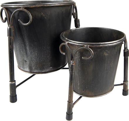 Clayre & Eef Bloempot Set van 2 Ø 17 Ø 12 cm Zwart IJzer