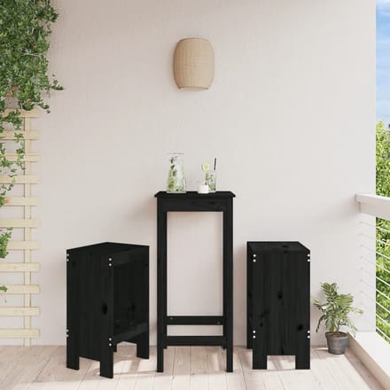 vidaXL - Barkrukken - 2 - st - 40x36x75 - cm - massief - grenenhout - zwart