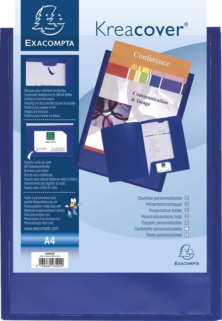 Exacompta 30x Kreacover®Personaliseerbare Presentatiemap - soepele PP - A4 - Blauw - 43502E