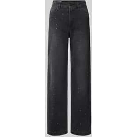 straight fit jeans van katoenmix met all-over strass-steentjes