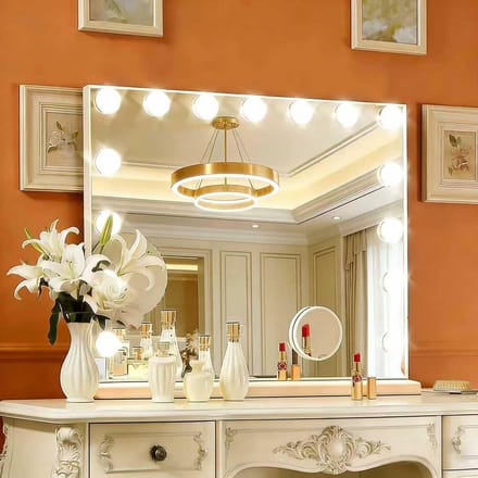 Verlichte Make-up Spiegel met 15 Dimbare LED Lampen en 3 Kleurinstellingen