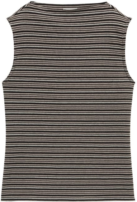Tom Tailor - Jacquard top met opstaande kraag - Maat L - black knit structure stripe
