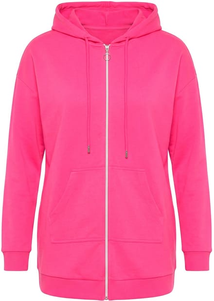 Angel of Style - Dames - Sweatvest oversized capuchon rits - Hibiscusrood - Maat 42